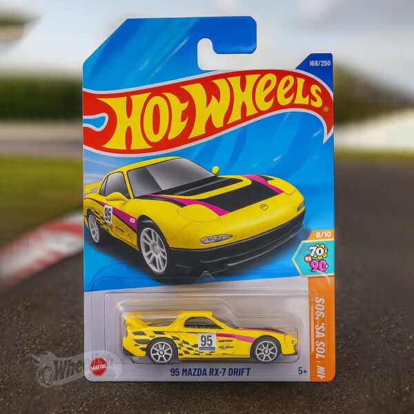 Hot Wheels 1:64 Scale | '95 Mazda RX-7 Drift | HW 70s vs 90s | Yellow | 168/250 | With Origin Packaging